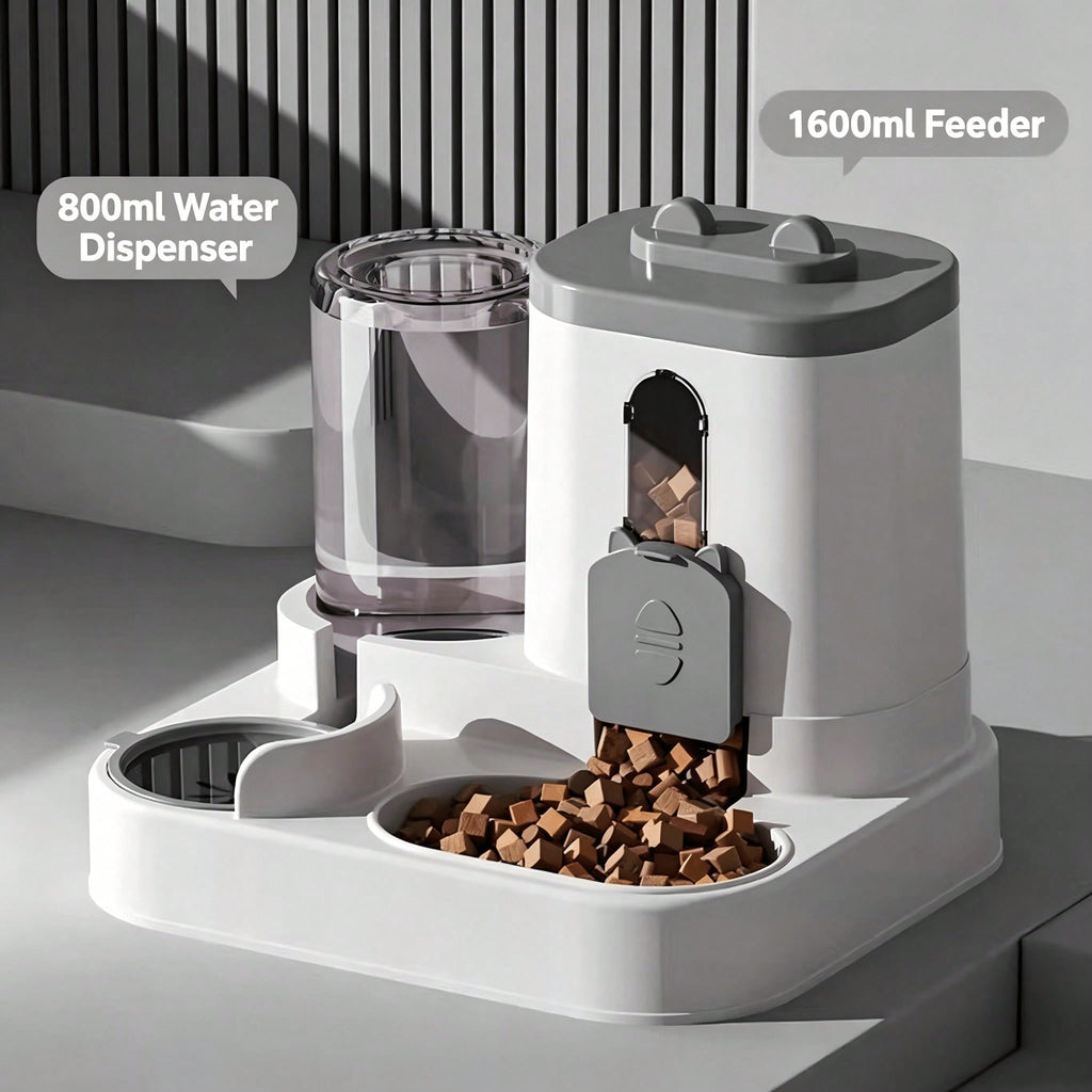 FurryFable Cat-Shaped Gravity Pet Feeder & Water Dispenser