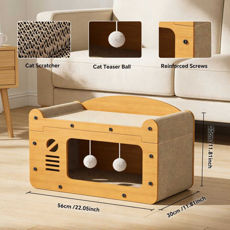 FurryFable Double-Layer Scratcher Sofa | TV-Shape Cat Bed