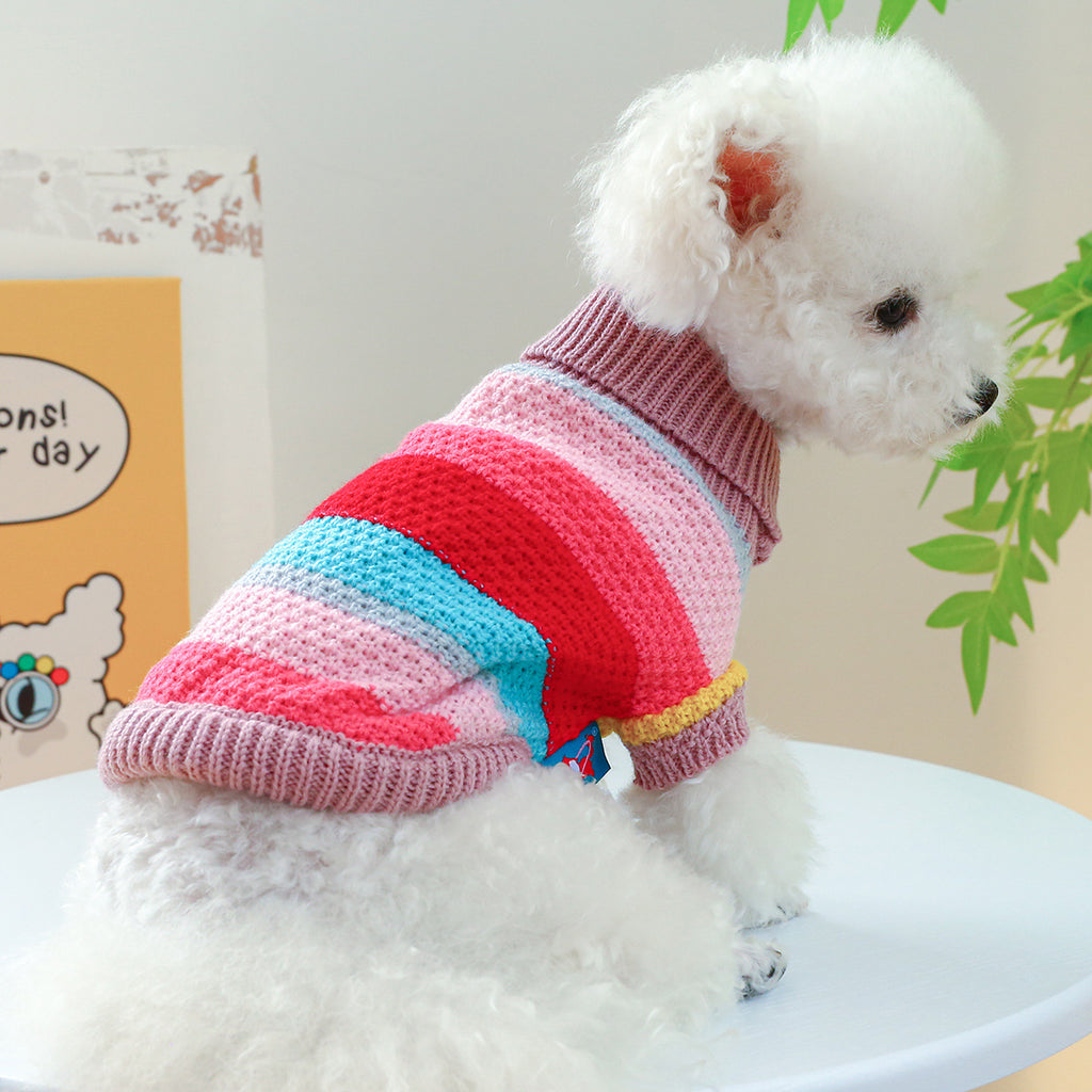 Striped Pet Sweater | Colorful Knit Pullover for Dogs & Cats