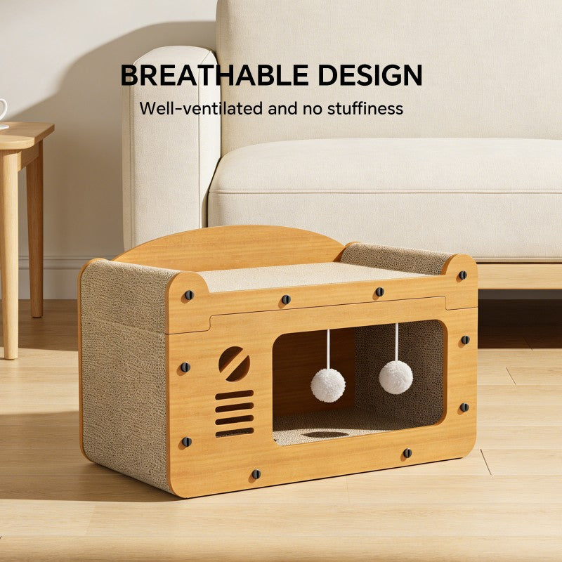 FurryFable Double-Layer Scratcher Sofa | TV-Shape Cat Bed