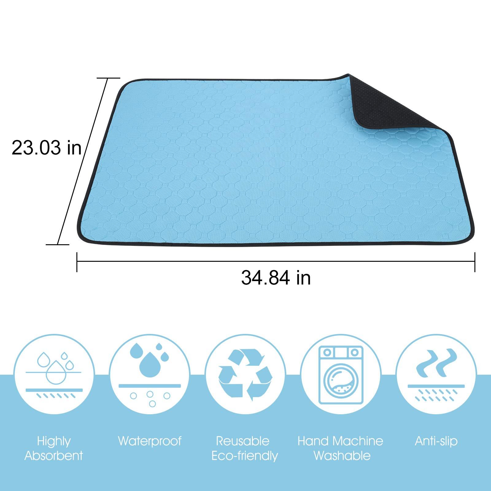 Washable Dog Pee Pads (2-Pack) – Waterproof, Non-Slip Training Mats for Puppies & Cats, 89.5 × 59.2 cm