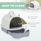 FurryFable Covered Litter Box with Lid & Scoop