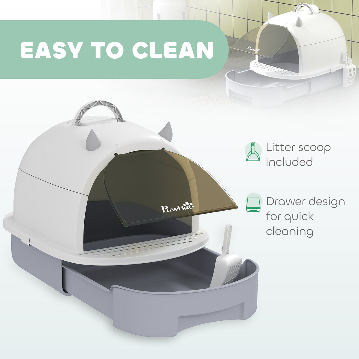 FurryFable Covered Litter Box with Lid & Scoop