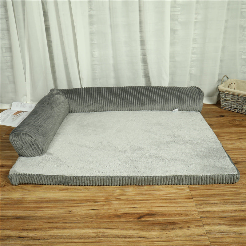 Detailed view of the stitching and craftsmanship of FurryFable pet sofa