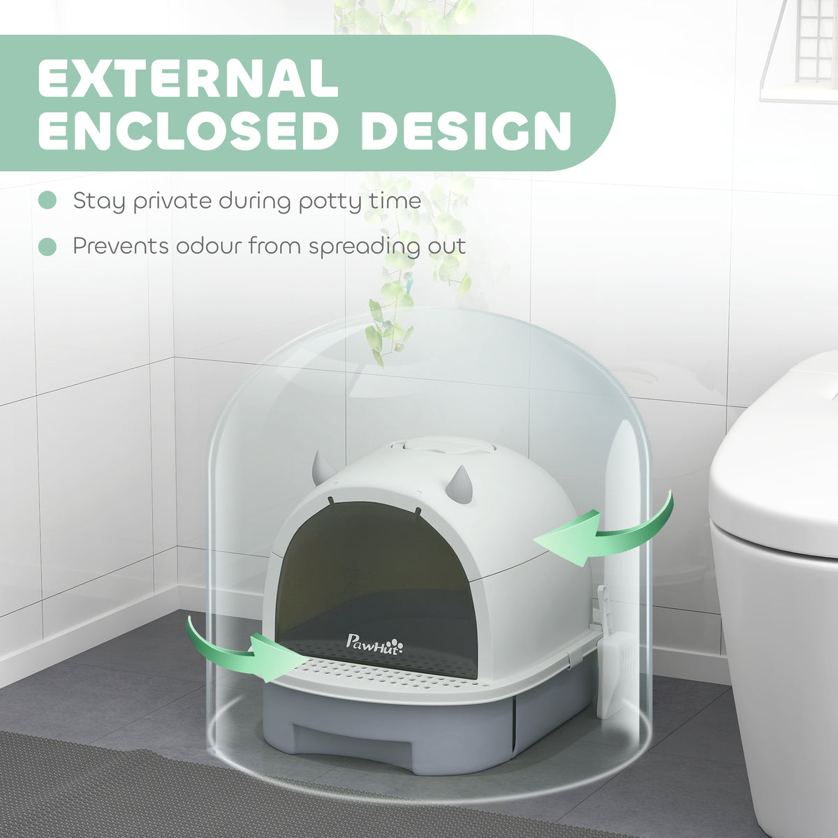 FurryFable Covered Litter Box with Lid & Scoop