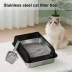 FurryFable Open-Top Stainless Steel Litter Box