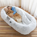 FurryFable Human-Size Dog Bed | Washable Faux Fur