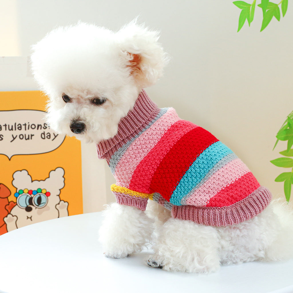 Striped Pet Sweater | Colorful Knit Pullover for Dogs & Cats