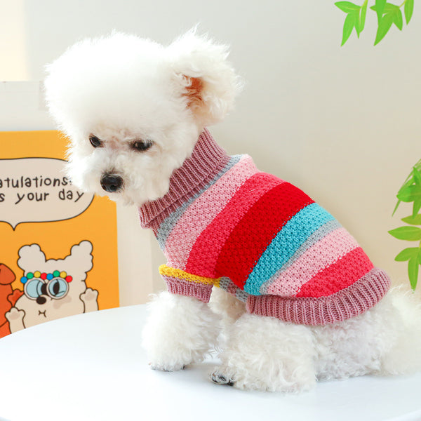 Striped Pet Sweater | Colorful Knit Pullover for Dogs & Cats