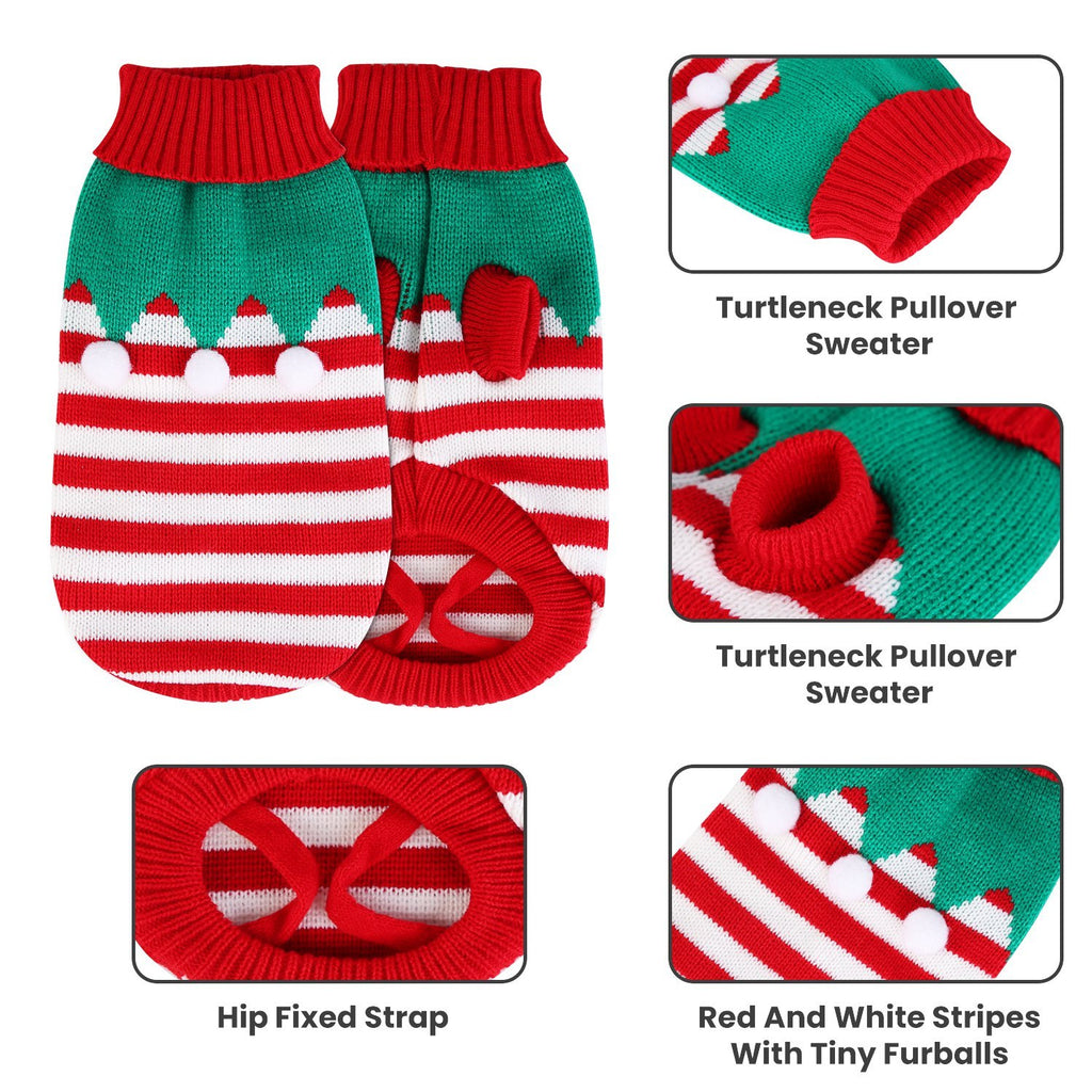 Christmas Pet Sweater | Snowman & Stripe Turtleneck for Dogs & Cats