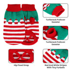 Christmas Pet Sweater | Snowman & Stripe Turtleneck for Dogs & Cats