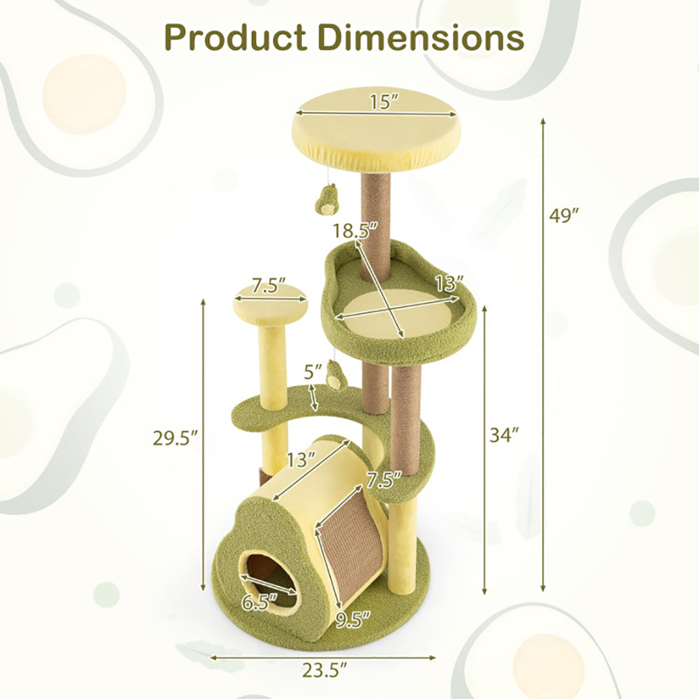 FurryFable Avocado Cat Tower with Private Condo