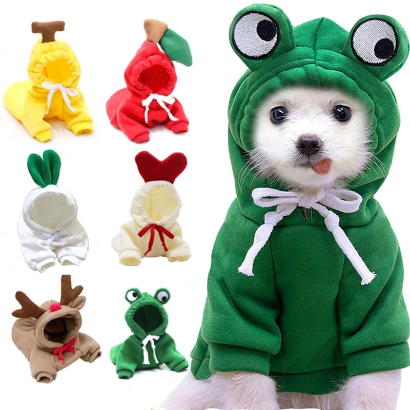 Fruit Dog Hoodie | Warm Fleece Winter Outfit for Small Dogs & Cats