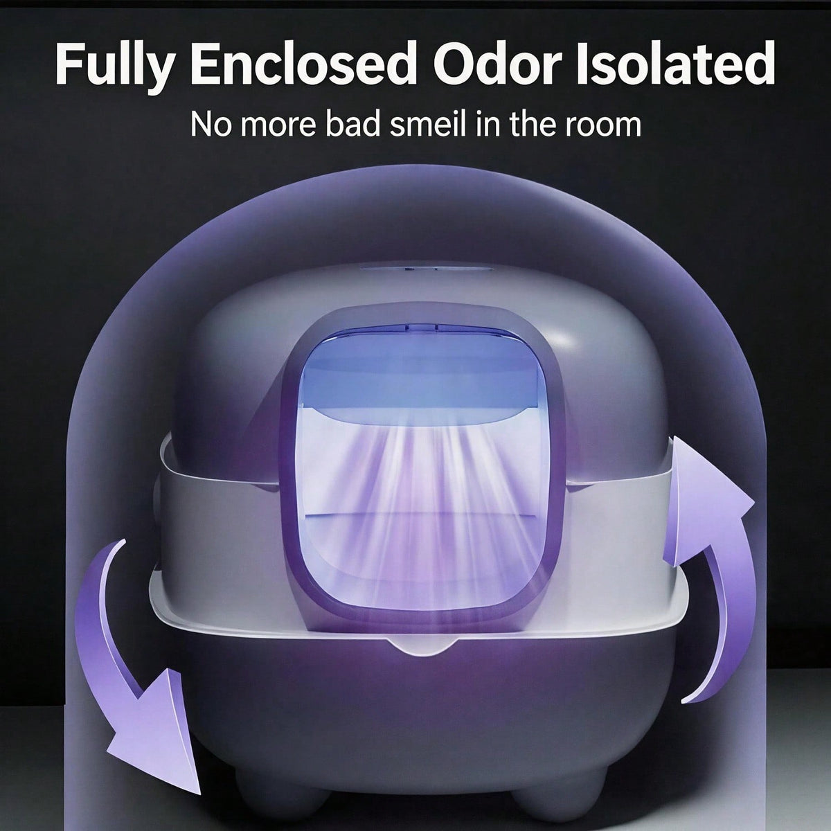 FurryFable Fully Enclosed Cat Litter Box | UV Odor Control