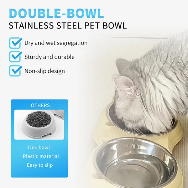 FurryFable Anti-Slip Stainless Steel Double Pet Bowl