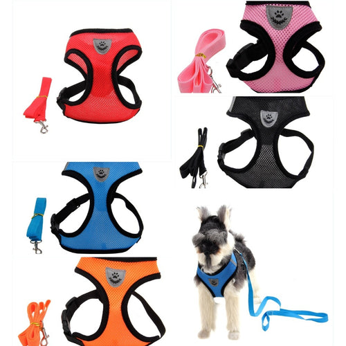 FurryFable Comfort Adjustable No-Pull Mesh Dog Harness in black