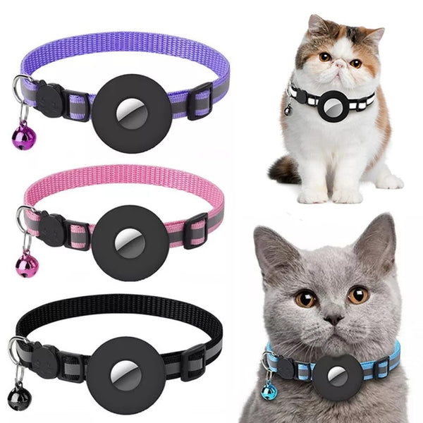 Reflective AirTag Pet Collar | Waterproof Nylon Collar with AirTag Holder for Cats & Dogs