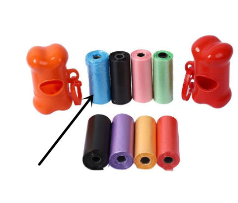 Purple FurryFable dog poop bags, demonstrating the wide range of color choices