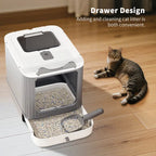 FurryFable Elevated Leak-Proof Cat Litter Box - White
