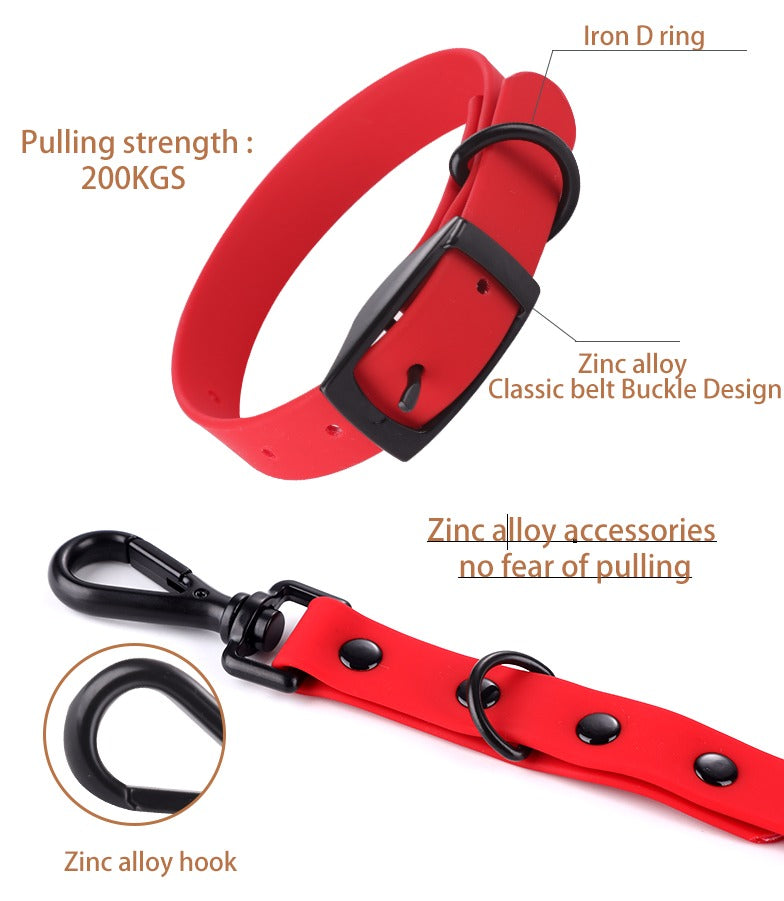Waterproof Silicone Dog Collar & Leash Set – Soft, Odor-Free, Heavy-Duty & Easy to Clean