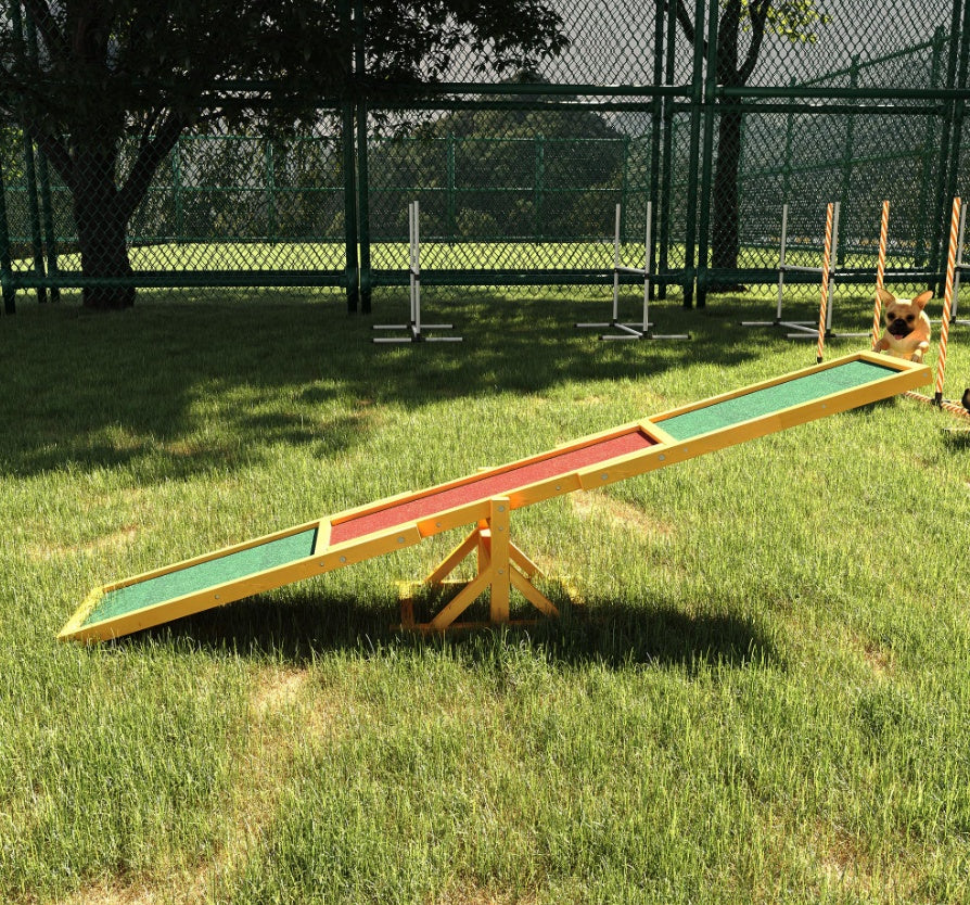 Wooden Dog Agility Seesaw – Weather-Resistant Training & Exercise Equipment (71" L)