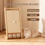 FurryFable Vertical Sisal Scratcher with Balls | Wooden Frame