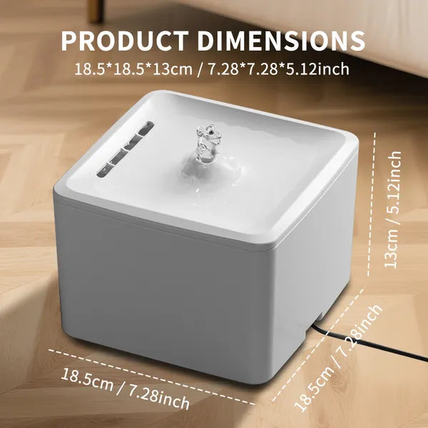 FurryFable Square Pet Water Fountain | Silent & Multi-Layer Filter