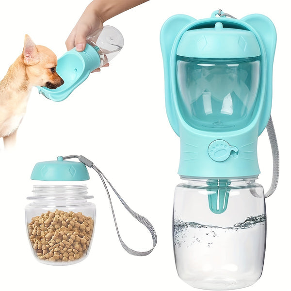 2-in-1 Dog Water & Food Bottle – Leak-Proof, Portable Travel Dispenser