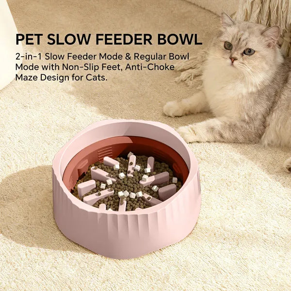 FurryFable Dual-Purpose Slow Feeder Pet Bowl | Fast & Slow Modes