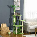 Close-up of the Green Beige plush fabric and robust base of the FurryFable Cat Tree