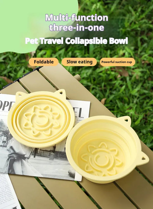 FurryFable 3-in-1 Collapsible Travel Slow-Feed Bowl