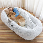 FurryFable Human-Size Dog Bed | Washable Faux Fur