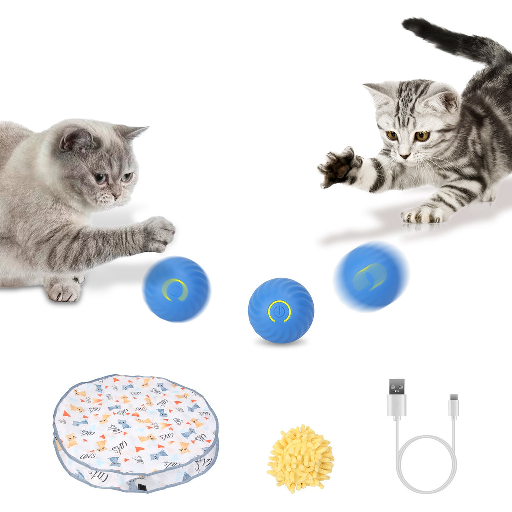 FurryFable Rechargeable Motion Cat Ball | Rolling Pouch Toy