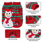 Christmas Pet Sweater | Snowman & Stripe Turtleneck for Dogs & Cats