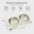 FurryFable White Anti-Slip Stainless Steel Double Pet Bowl
