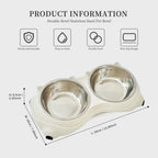 FurryFable White Anti-Slip Stainless Steel Double Pet Bowl