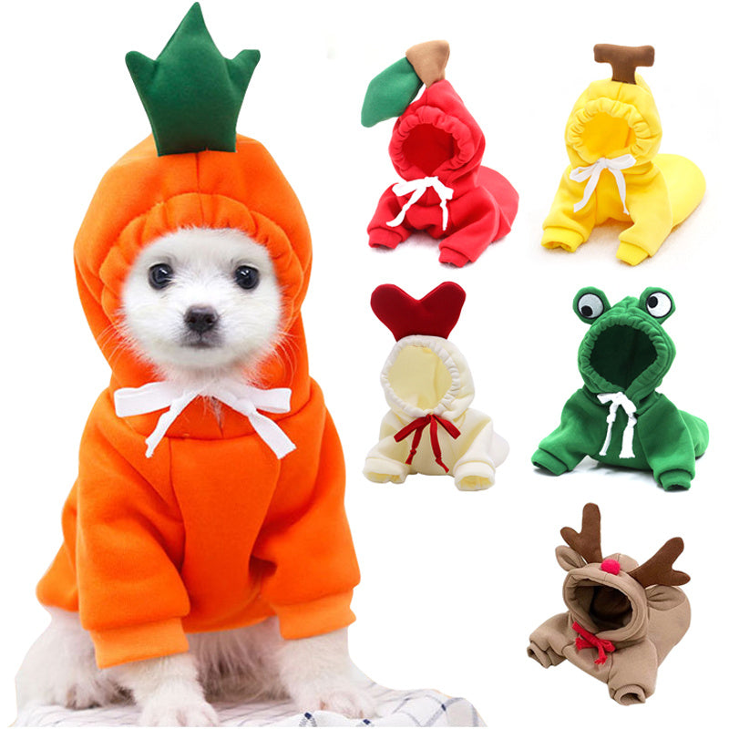 Fruit Dog Hoodie | Warm Fleece Winter Outfit for Small Dogs & Cats