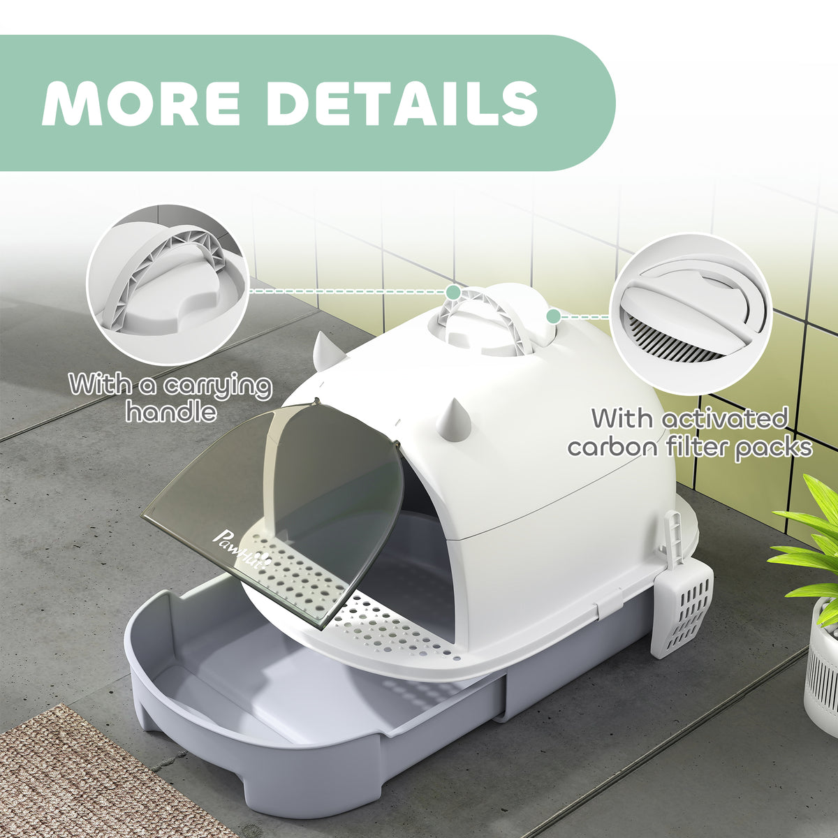 FurryFable Covered Litter Box with Lid & Scoop
