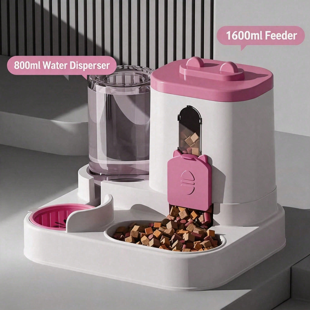 FurryFable Cat-Shaped Gravity Pet Feeder & Water Dispenser