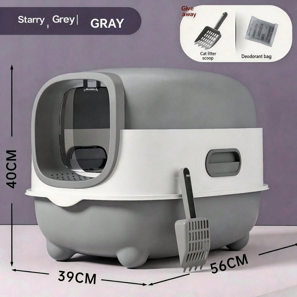 FurryFable Fully Enclosed Cat Litter Box | UV Odor Control