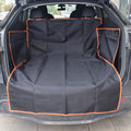 Close-up of the side flaps of the FurryFable mat protecting the car door sills as a dog enters or exits the vehicle.