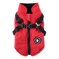 Detail shot of the secure and comfortable chest strap system on the FurryFable dog coat
