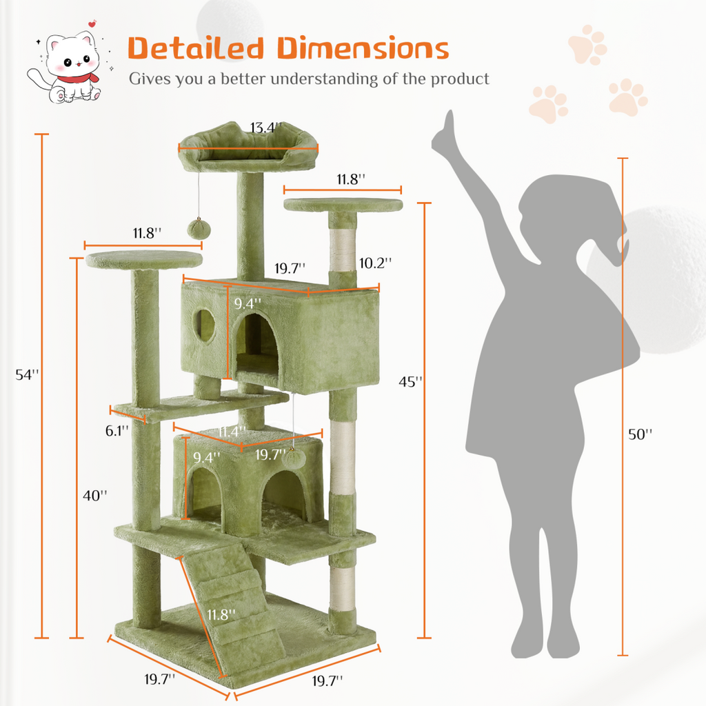 FurryFable 54" Sisal Cat Tree Tower