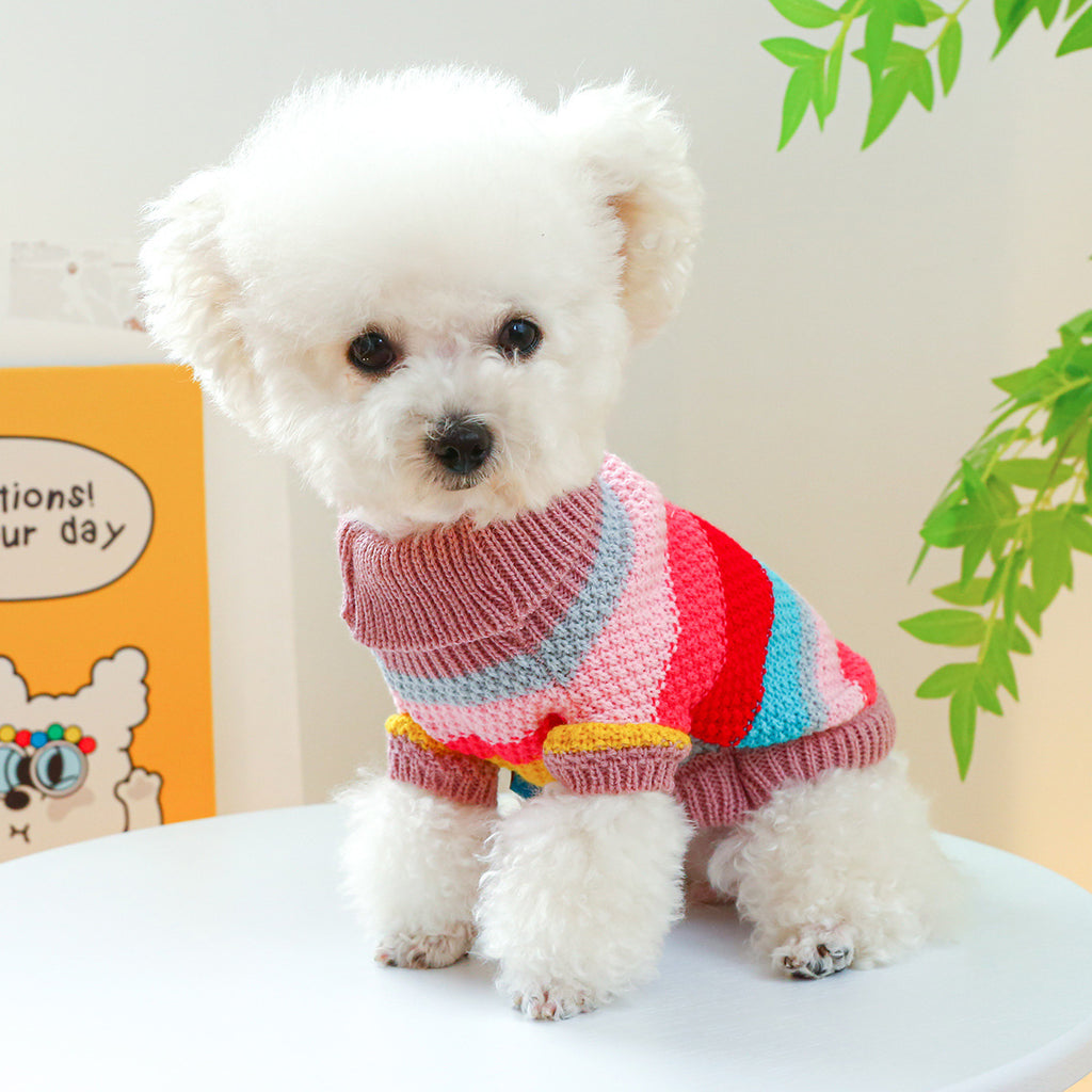 Striped Pet Sweater | Colorful Knit Pullover for Dogs & Cats