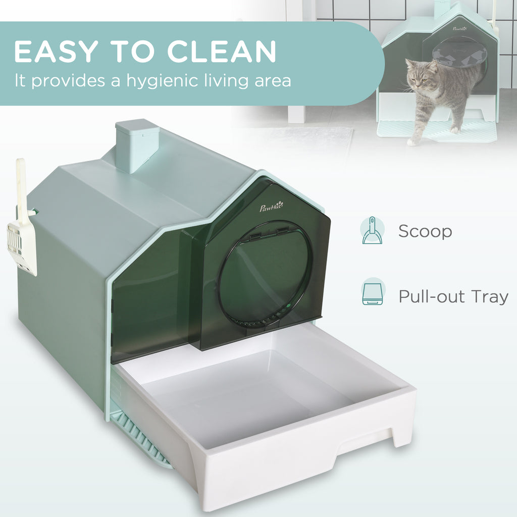 FurryFable Hooded Litter Box with Litter-Catching Mat