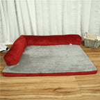 FurryFable Premium Corduroy Pet Sofa Dog Bed in Coffee color, front view