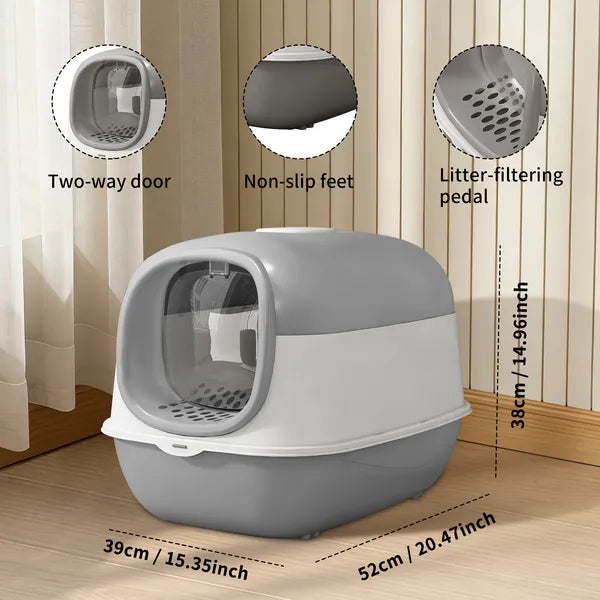 Premium Thick Gray Cat Litter Box | Stable & Durable Design