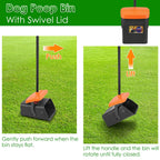 Dog Pooper Scooper Kit – Heavy-Duty Rake & Swivel Bin with Long Handle, Waste Bag Dispenser, and 35 Bags