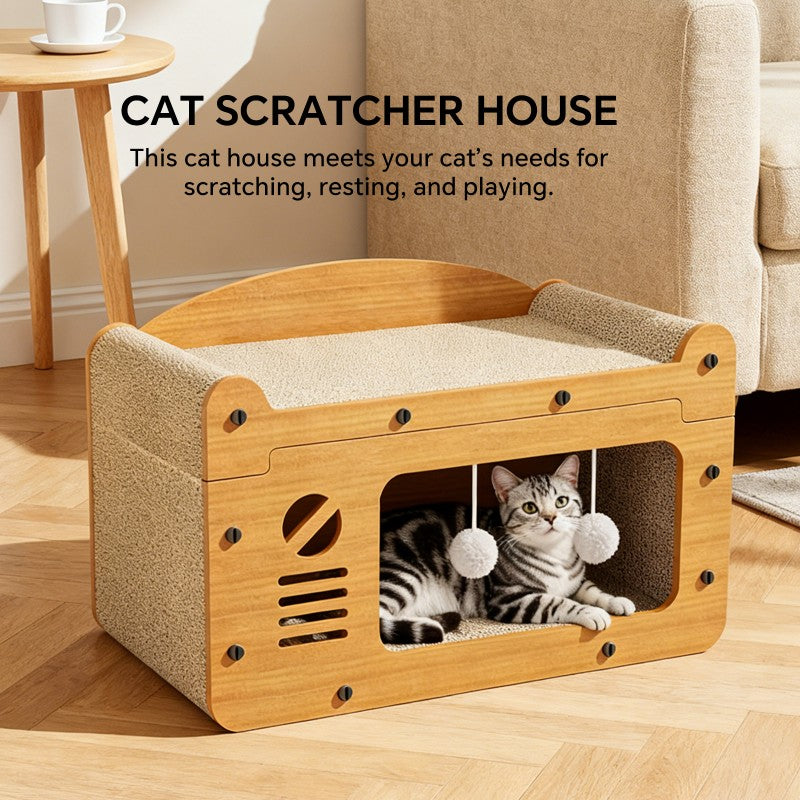 FurryFable Double-Layer Scratcher Sofa | TV-Shape Cat Bed