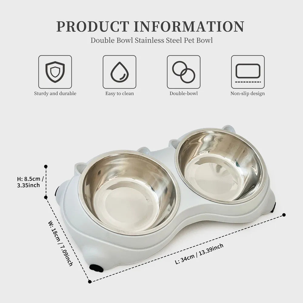 FurryFable Anti-Slip Stainless Steel Double Pet Bowl